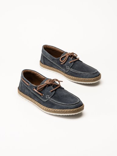 Rieker - Blå seglarsko i mocka