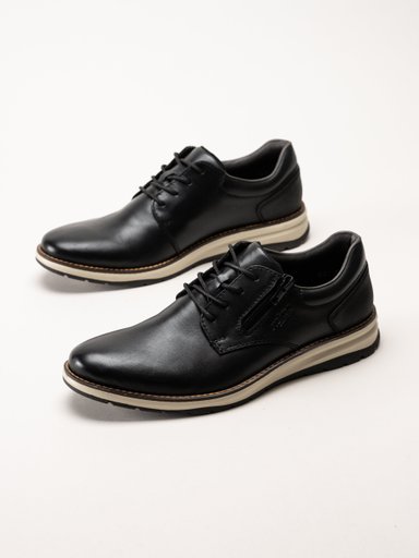 Rieker - Svarta skinnskor med snörning