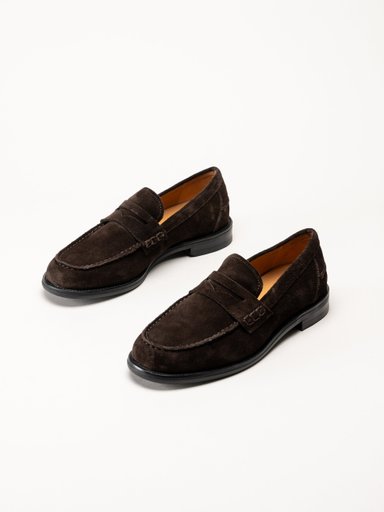 Vagabond - Steven - Mörkbruna loafers i mocka