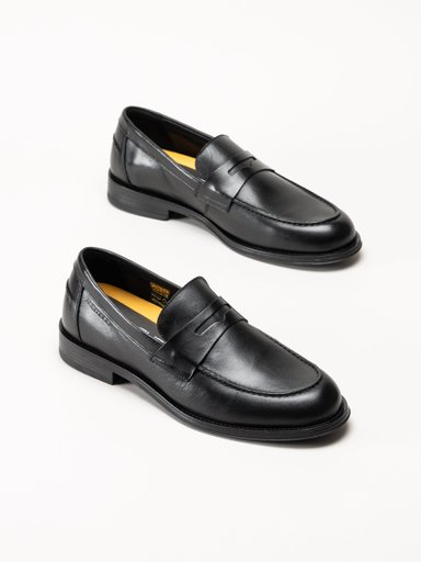 Ambitious - Svarta pennyloafers i skinn