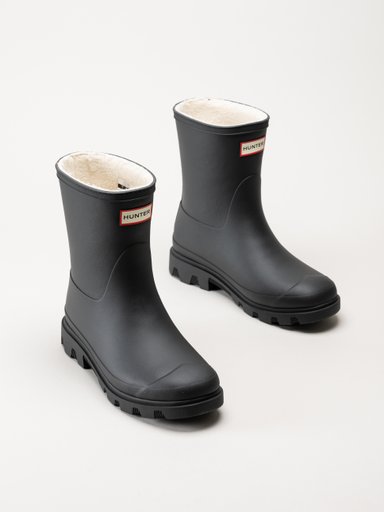 Hunter - Unisex Downpour Short Insulate - Svarta låga fodrade gummistövlar