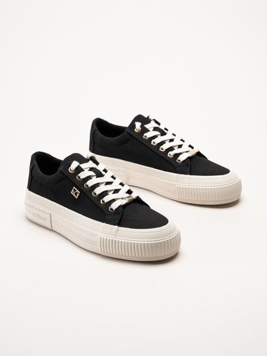 S.Oliver - Svarta platåsneakers i textil