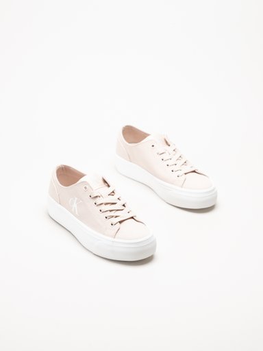 Calvin Klein - Vulc Flatform Low Canvas Mg - Ljusrosa platåsneakers i textil