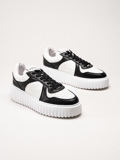 Philip Hog - Nina - Svart-vita platåsneakers i skinn