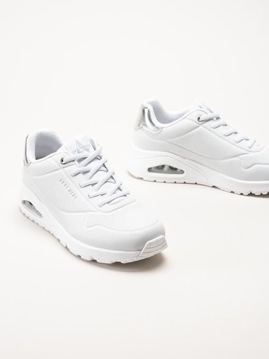 Skechers - Uno - Shimmer Away - Vita sneakers i skinnimitation