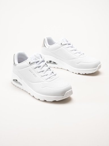 Skechers - Uno - Shimmer Away - Vita sneakers i skinnimitation