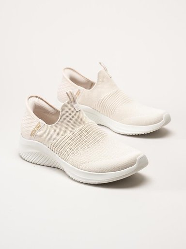 Skechers - Ultra Flex 3.0 Cozy Streak - Beige slip-ins sneakers i textil