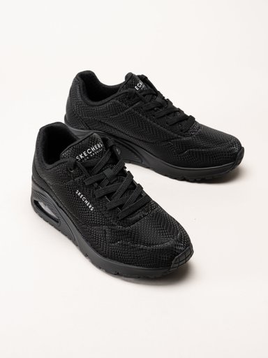 Skechers - Uno - Shiny Scale - Svarta sneakers med ormmönster