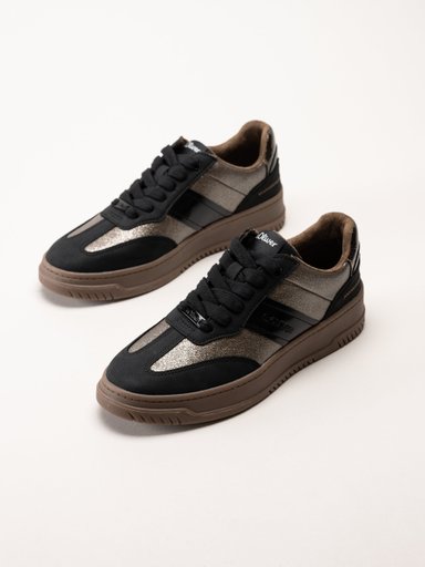 S.Oliver - Svarta sneakers med partier i mörk guldfärg