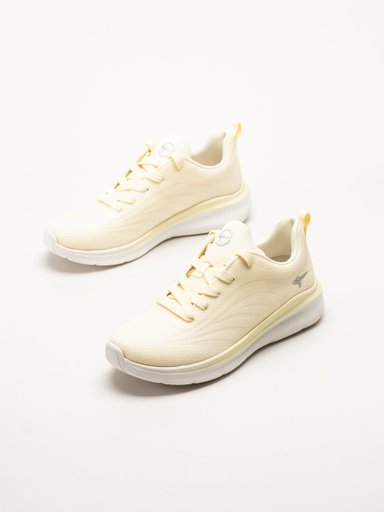 Tamaris - Wide fit - Ljusgula sneakers i mesh