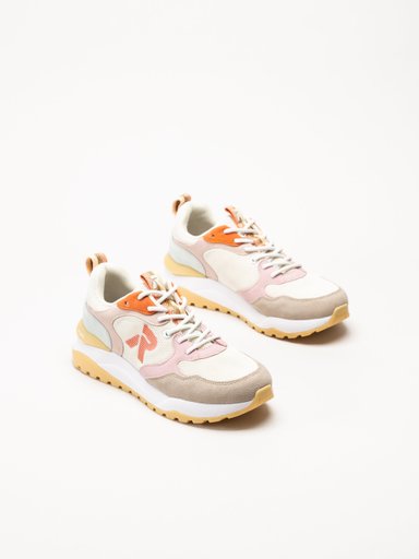 Rieker - Beige sneakers i mocka och mesh