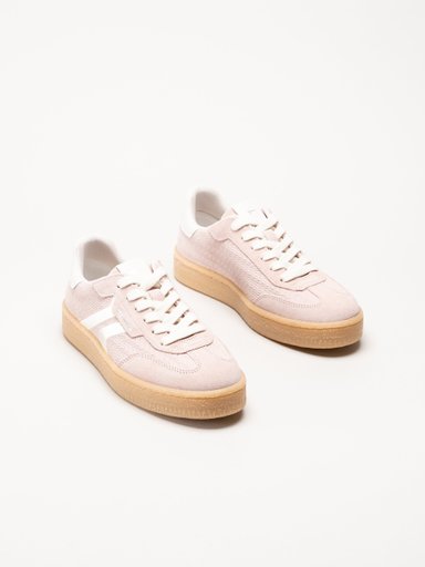 Tamaris - Ljusrosa sneakers i nubuck