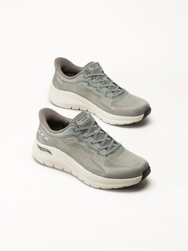 Skechers - Arch Fit 2.0 - Olivgröna slip-ins sneakers i mesh