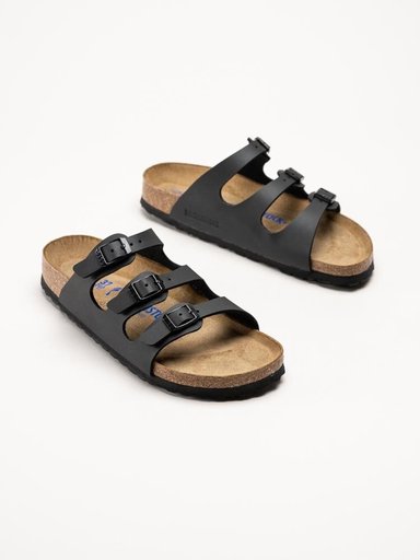 Birkenstock - Florida - Svarta slip in sandaler i skinnimitation