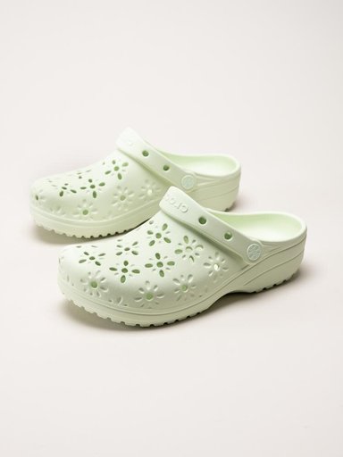 Crocs - Classic Floral Cut Out Clog - Gröna badtofflor