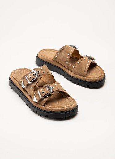 Johnny Bulls - Ljusbruna slip in sandaler i mocka
