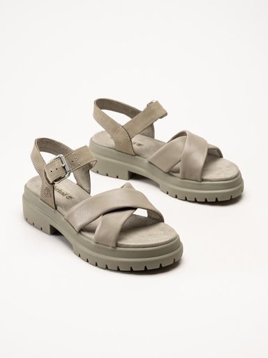 Timberland - London Vibe - Ljus Kahki sandaler med kryssomtag i skinn