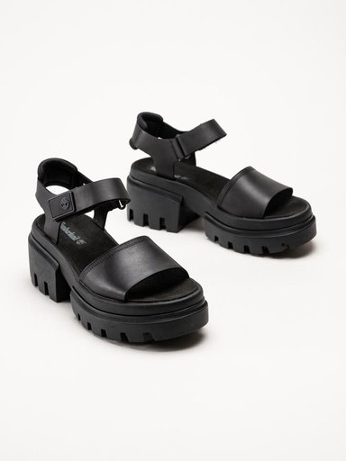 Timberland - Everleigh - Svarta platåsandaler i skinn