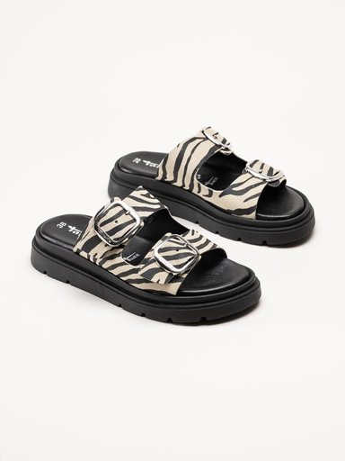 Tamaris - Zebramönstrade slip in sandaler i mocka