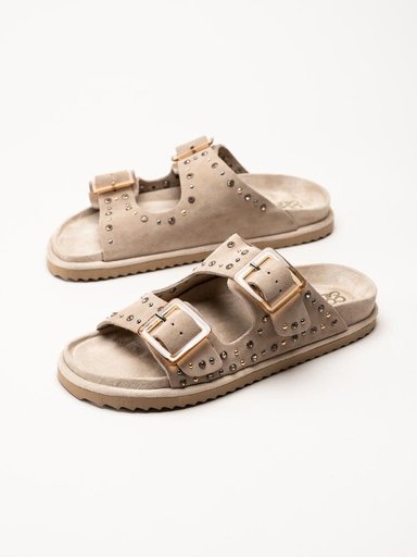Colors of California - Beige Bio-sandaler i mocka med strass