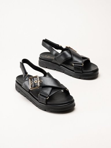Marco Tozzi - Svarta sandaler med korslagda remmar