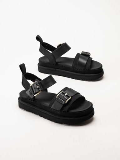 UGG - W Goldenstar Villa - Svarta platåsandaler i nubuck och skinn