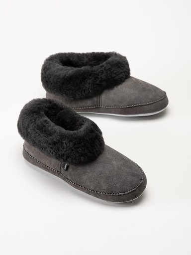 Shepherd - Emmy - Mörkgrå slip on fårskinnstofflor