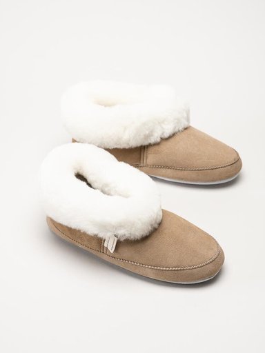 Shepherd - Emmy - Beige slip on fårskinnstofflor