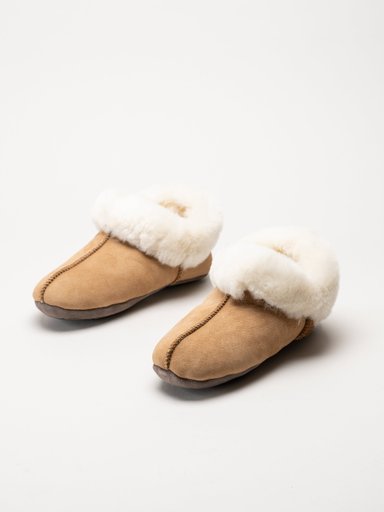 Axelda - Hemsedal - Ljusbruna fodrade tofflor i mocka