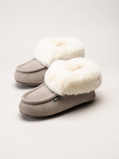 Axelda - London - Ljusgrå fårskinnsfodrade toffor