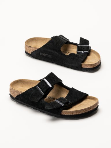 Birkenstock - Arizona Suede Leather - Svarta slip in sandaler i mocka