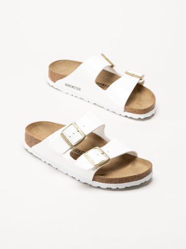 Birkenstock - Arizona Birko-Flor Patent - Vita slip in sandaler i lack