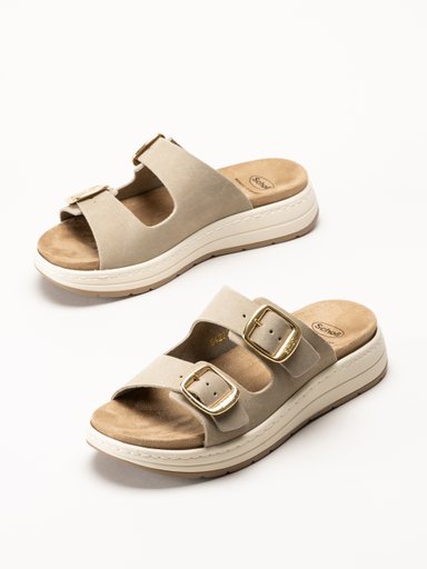 Scholl - Scilla 2 Buckles - Beige sandaler i mocka