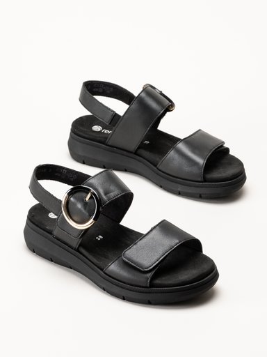 Remonte - Svarta sandaler i skinn