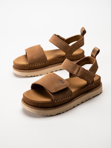 UGG - W Goldenstar - Bruna platåsandaler i mocka