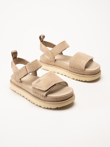 UGG - W Goldenstar - Ljusbeige platåsandaler i mocka