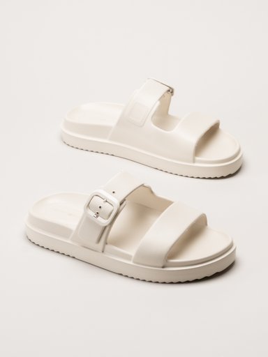Tommy Hilfiger - Double Strap - Offwhite sandaler med spänne