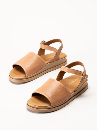 Ten Points - Alma - Ljusbruna skinnsandaler