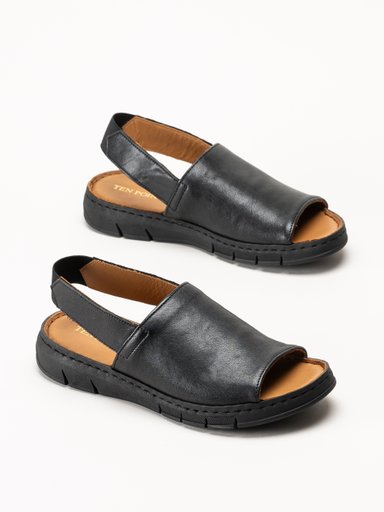 Ten Points - Julia - Svarta sandaler i skinn