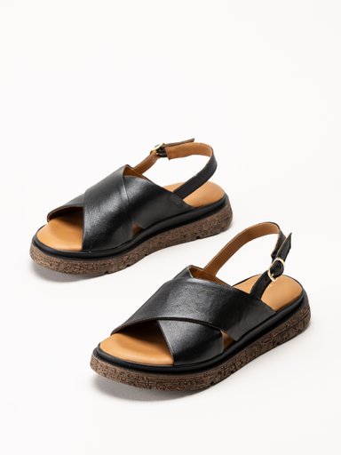 Ten Points - Mona - Svarta skinnsandaler