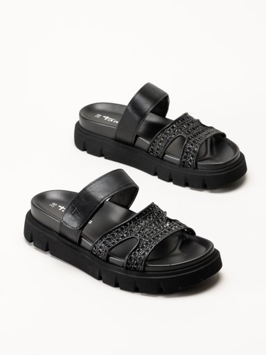 Tamaris - Svarta platåsandaler