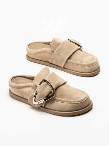 Inuikii - Mule Soft - Beige mule med guldigt spänne