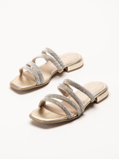 Marco Tozzi - Guldfärgade sandaler med strass