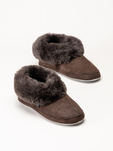Shepherd - Emmy - Mörkbruna fårskinnstofflor