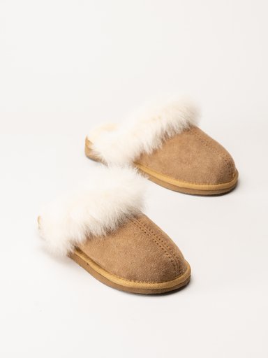 Shepherd - Evelina - Ljusbruna slip in fårskinnstofflor