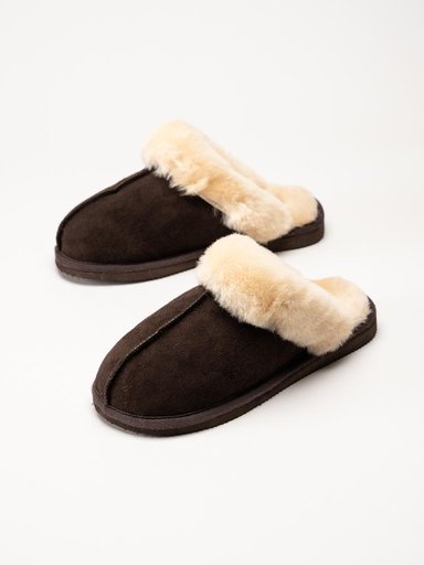 Shepherd - Jessica - Mörkbruna fårskinnstofflor