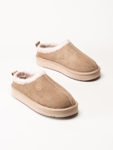 Rohde - Beige fårskinnstofflor