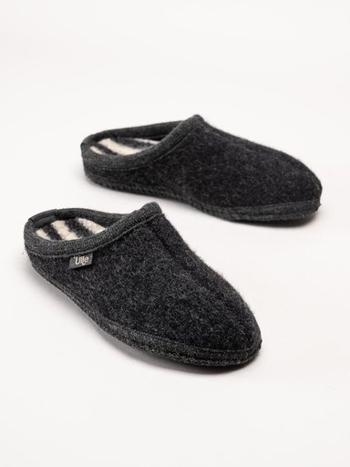 Ulle - Ulle Stripe - Svarta slip in tofflor i ull