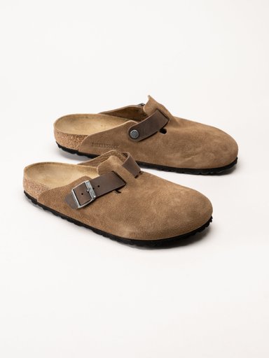 Birkenstock - Arizona Boston suede regular - Bruna slip-in sandaler i mocka