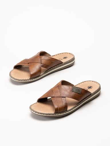 Rieker - Bruna sandaler i skinn